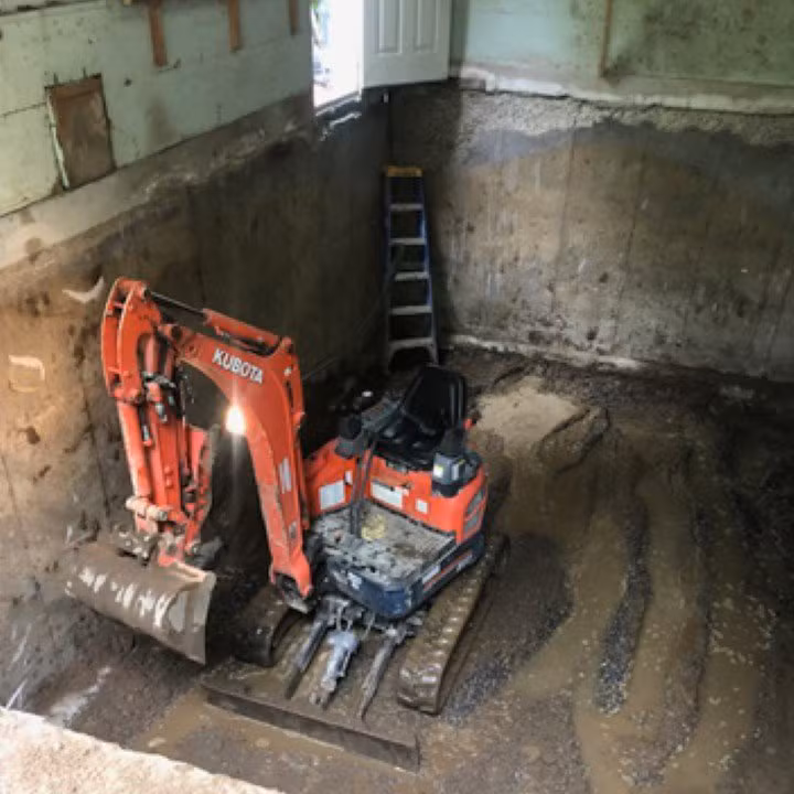 Excavation spécialisée pour fondation intérieure